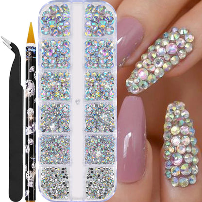 12grids Half Round Pearls Beads 3D Nail Charms 1.5/2/2.5/3/4/5mm White Flatback Pearls Nail Jewelry Nail Craft Pearl Rhinestones Good Vibrations