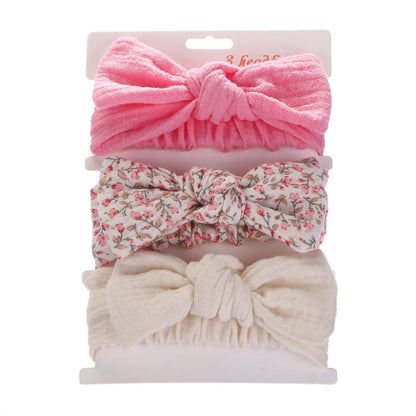 3Pcs/Set Solid Muslin Cotton Linen Baby Headband Elastic Rabbit Ear Hair Band Infant Girl Turban Headwraps Stretch Accessories Good Vibrations