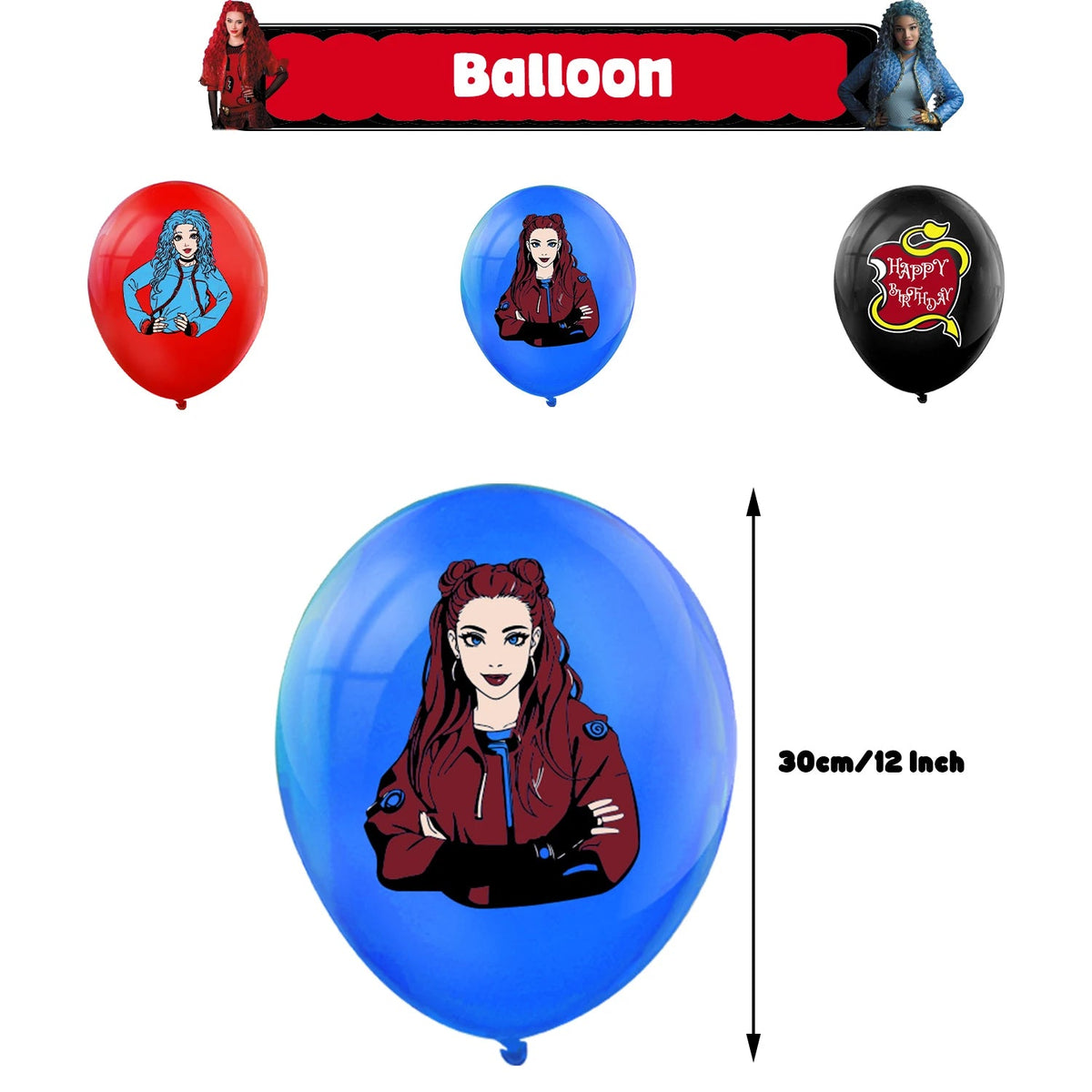 Descendant Birthday Party Decorations Includes Banner, Cake Topper, Hanging Swirl and Balloon Perfect for Rise Red Party Favors Good Vibrations