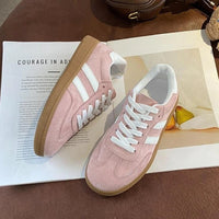 Women Tennis Sneakers Flats Ladies Fashion Lace-up Vulcanized Shoes  Autumn Outdoor Trainers Student Board Shoes Footwear Good Vibrations