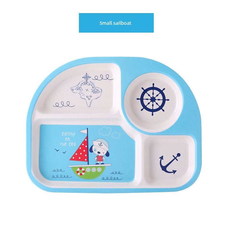 Creative Drop-Proof and Hot-Proof  Bamboo Fiber Baby & Kids Compartment Plate Good Vibrations