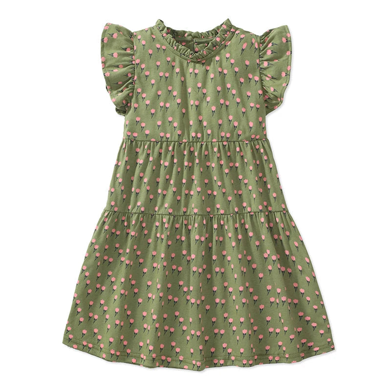 Little maven Baby Girls Summer Casual Clothes Little Genius Pretty Cartoon Dress Kids Soft and Comfort Wear Children's Clothing Good Vibrations