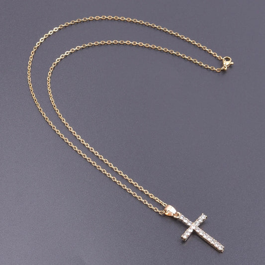 Cross Charm Necklace Crystal Pendant Necklaces For Women Men Accessories Rhinestone Christ Crosses Choker Gift Fashion Jewelry Good Vibrations