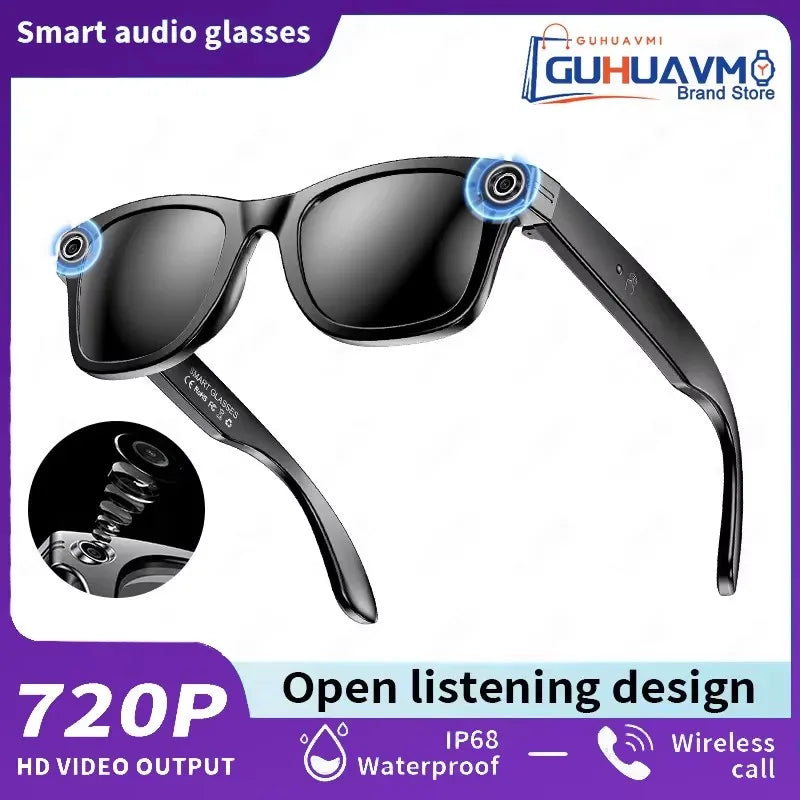 Smart Glasses HD Recording Videos AI Photo Recognition Answer Translation 290mAh Large Battery IP67 Waterproof Bluetooth Glasses Good Vibrations