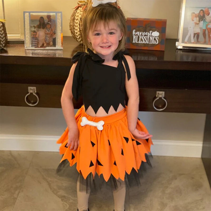 Infant Toddle Kids Pebble Bone Stone Fancy Dress Up Halloween Costume Kids Caveman Cavegirl Flint stone Costume For Baby Girl Good Vibrations