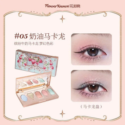 Flower Knows Strawberry Rococo Moonlight Mermaid Jewel Eyeshadow Palette 5 Colors Pearlescent Mashed Potatoes 2023 Good Vibrations