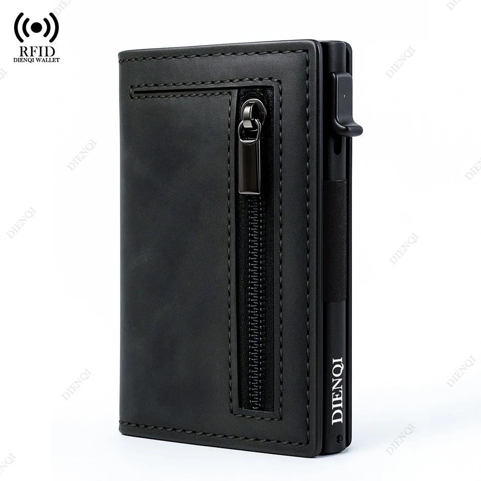 Magnetic Credit Card Holder Luxury Men Wallet Rfid Blocking Pop Up Minimalist Wallet Leather Bank Cardholder Case Vallet for Men Good Vibrations