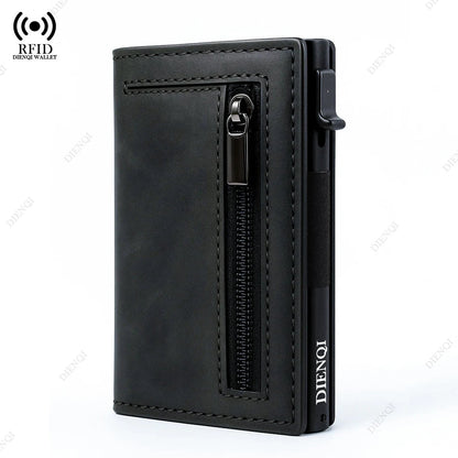 Magnetic Credit Card Holder Luxury Men Wallet Rfid Blocking Pop Up Minimalist Wallet Leather Bank Cardholder Case Vallet for Men Good Vibrations