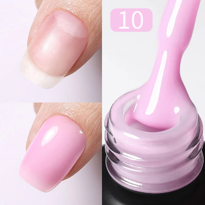BORN PRETTY 15ml Milky Pink Rubber Base Gel Nail Polish Glitter Semi-Permanent Varnish Soak Off Self Leveling UV LED Polish Good Vibrations