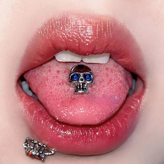 1pc Skull Tongue Piercing Stud Zircon Tongue Rings Stainless Steel Barbell Body Jewelry Good Vibrations
