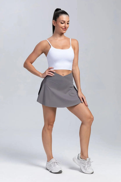 Women Pleated Tennis Skirt With Pockets Shorts Athletic Skirts Crossover Breathable Athletic Golf Skorts Workout Sports Skirts Good Vibrations
