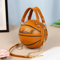 Women Shoulder Bag PU Leather Chain Basketball Bag New Letter Print Teenagers Handbag Fashion Crossbody Bags Female Good Vibrations