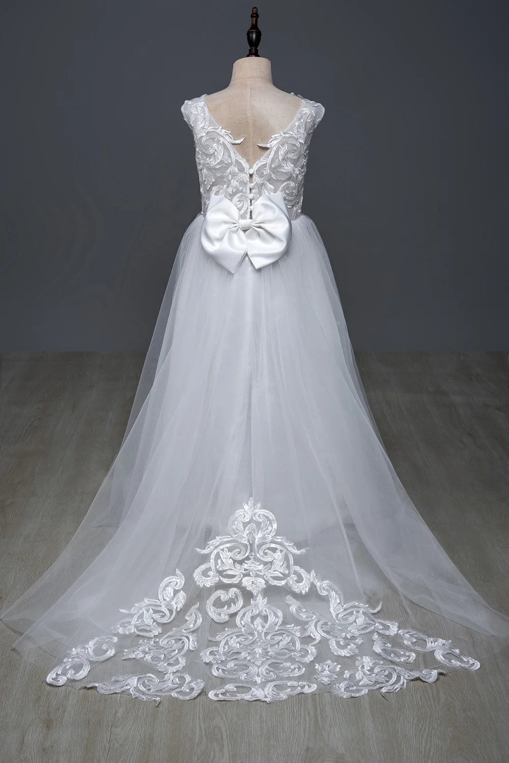 White Bridesmaid Dress For Girls Lace Big Bow Flower Girl Dresses Ball Gown Kids Wedding Party Pageant First Communion Gown Good Vibrations