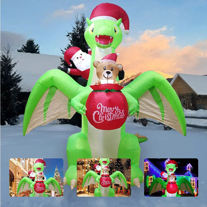 Inflatable LED Decorations Christmas Season, Gardens, Shopping Malls Christmas Plush Bears, Dinosaurs, Cocoa Cup Inflatables Good Vibrations