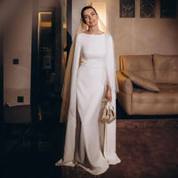 Muslim Modest Wedding Dress Elegant Brides Women Belt Crepe Sleeve Bride Dress Mermaid Wedding GownCustomized vestidos de novia Good Vibrations