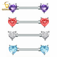 G23titan 2pcs Double Heart Zircon Nipple Rings 14G Titanium Or Steel Barbell Women Nipple Piercing Summer Jewelry Sexy Accessory Good Vibrations Adult Super Store