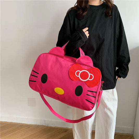 New Sanrio Cartoon Hello Kitty Duffle Bag Large Capacity Cartoon Student Handbag Short Trip Bag Girl's Handbody Bag Good Vibrations