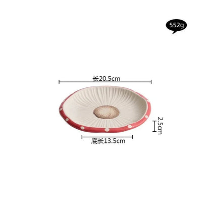 Mushroom Ceramic Tableware Mushroom Rice Bowl Noodles Bowl Soup Pot Flat Plate Sushi Plate Mushroom Mug Spoon Kitchen Tableware Good Vibrations