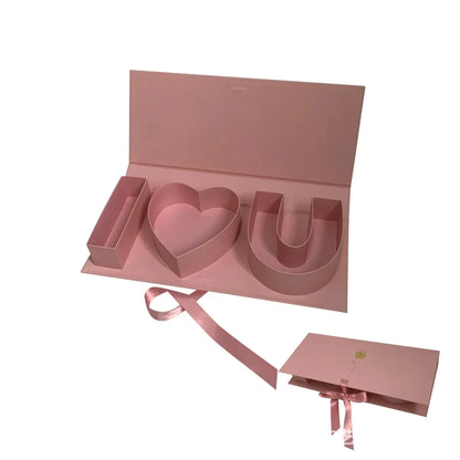 45x19x6cm Cardboard Gift Box Creative I Love You Shaped Fillable Chocolate Sweet Packing Box With Ribbon Bow For Lover Gift Wrap Good Vibrations