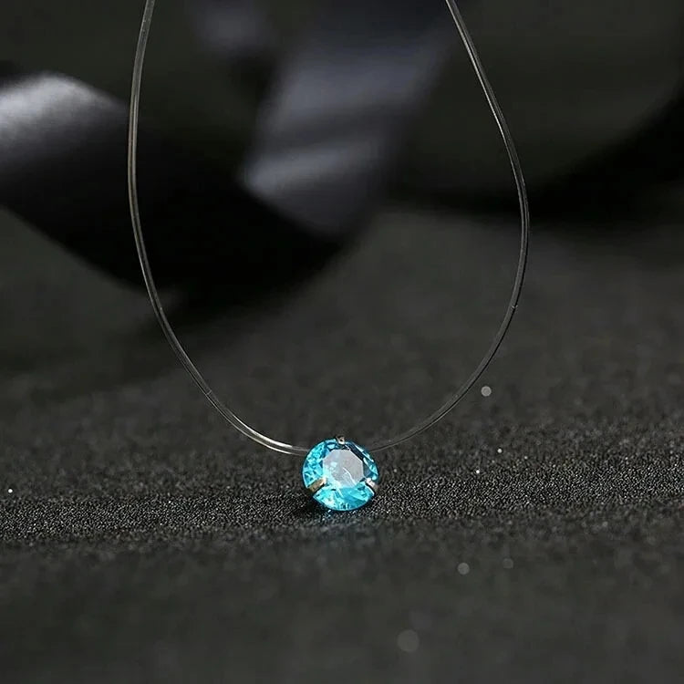 5 Colors Dazzling Zircon Necklace Invisible Transparent Fishing Line Simple Pendant Necklace Jewelry For Women Pearl Jewelry Good Vibrations