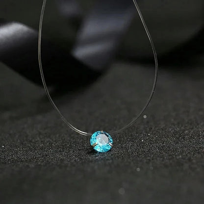 5 Colors Dazzling Zircon Necklace Invisible Transparent Fishing Line Simple Pendant Necklace Jewelry For Women Pearl Jewelry Good Vibrations