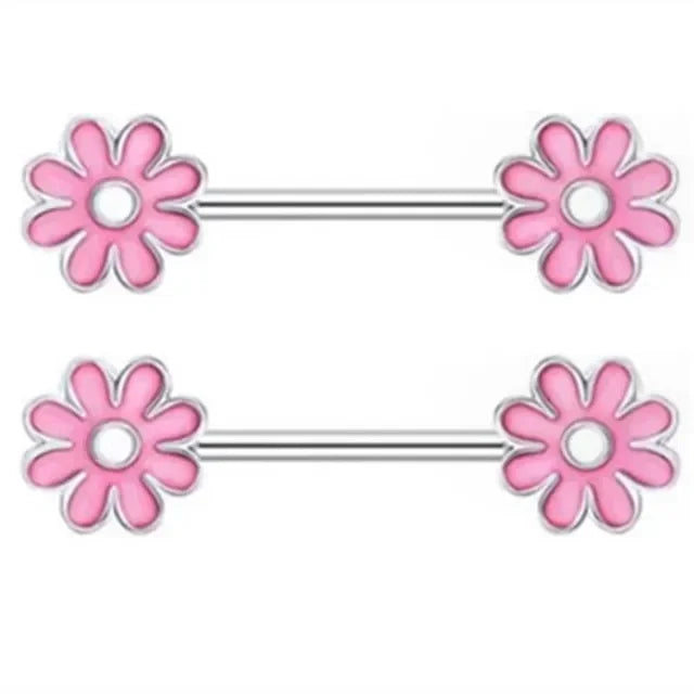 1Pair Green Butterfly Nipple Piercing Jewelry 14G Pink Heart Nipple Rings for Women Flower Nipple Piercing Barbell Pezon Mujer Good Vibrations Adult Super Store