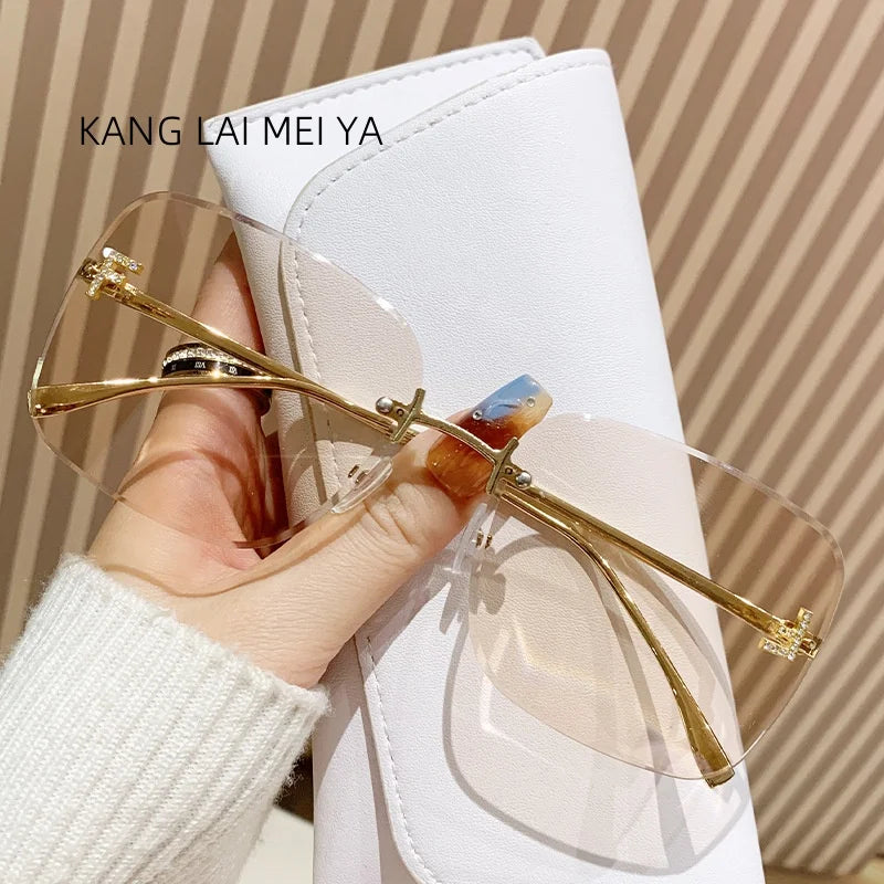 2025 New Metal Frameless Sunglasses Women's European and American Trendy Glasses Good Vibrations