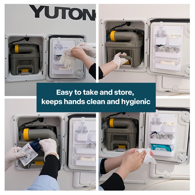 Camper RV Door Organizer Storage Box ABS Compartment Shelf for Motorhome Caravan Van Waste Tank Hatch Good Vibrations