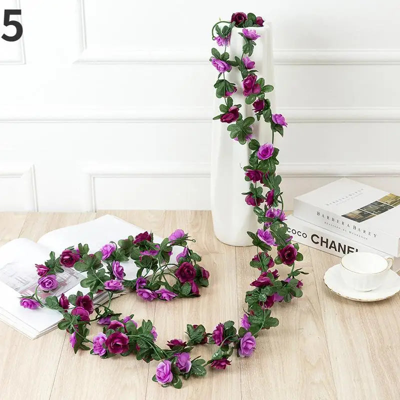 250CM Rose Artificial Flowers Christmas Garland for Wedding Home Room Decoration Spring Autumn Garden Arch DIY Fake Plant Vine Good Vibrations