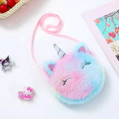 Cute Plush Cartoon Coin Purse Children Girls Shoulder Bag  Unicorn Animals Messenger Bag Kids Keys Coin Purse Mini Handbag Good Vibrations