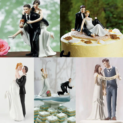 Cake Toppers Dolls Bride and Groom Figurines Funny Wedding Cake Toppers Stand Topper Decoration Supplies Marry Figurine