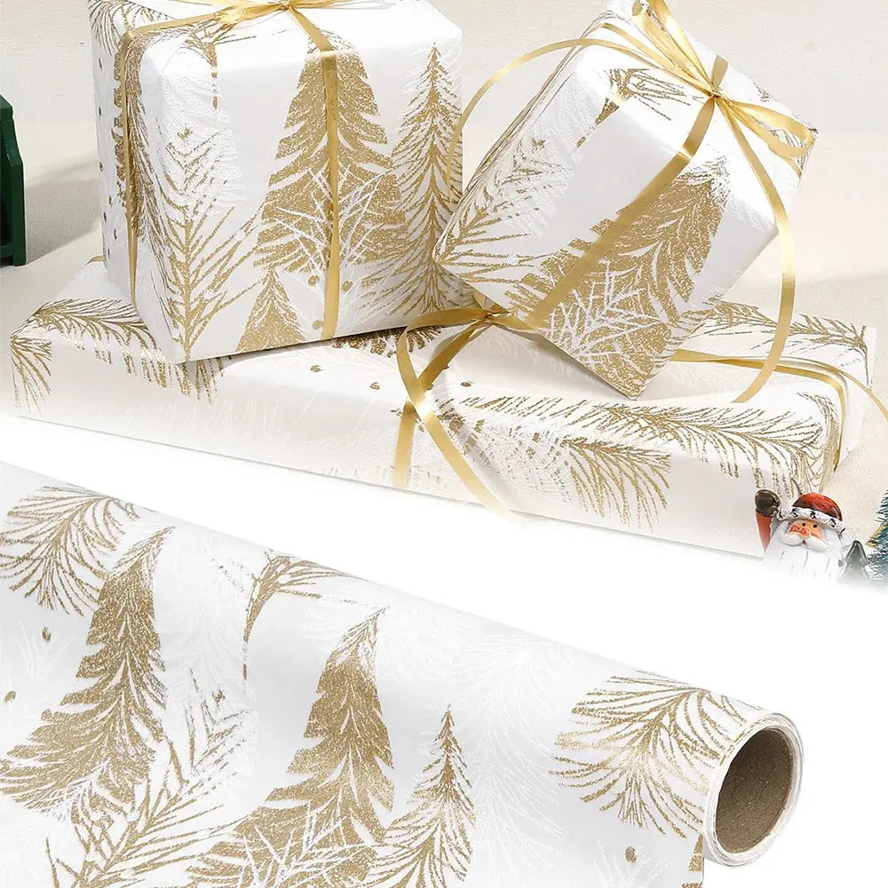 1roll Gift Wrapping Paper Christmas Gift Wrapping Paper ChristmasTree Pattern Handmade Paper Flower Bouquet Packaging Paper Good Vibrations