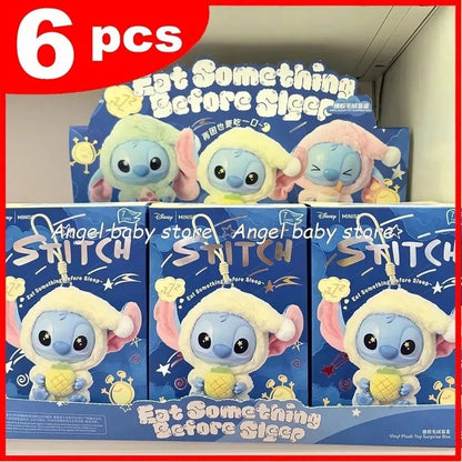 2025 New Stitch Eat Something Before Sleep Series Plush Blind Box Vinyl Toys Cute Doll Mystery Box Bag Hanging Decoration Gift* Good Vibrations