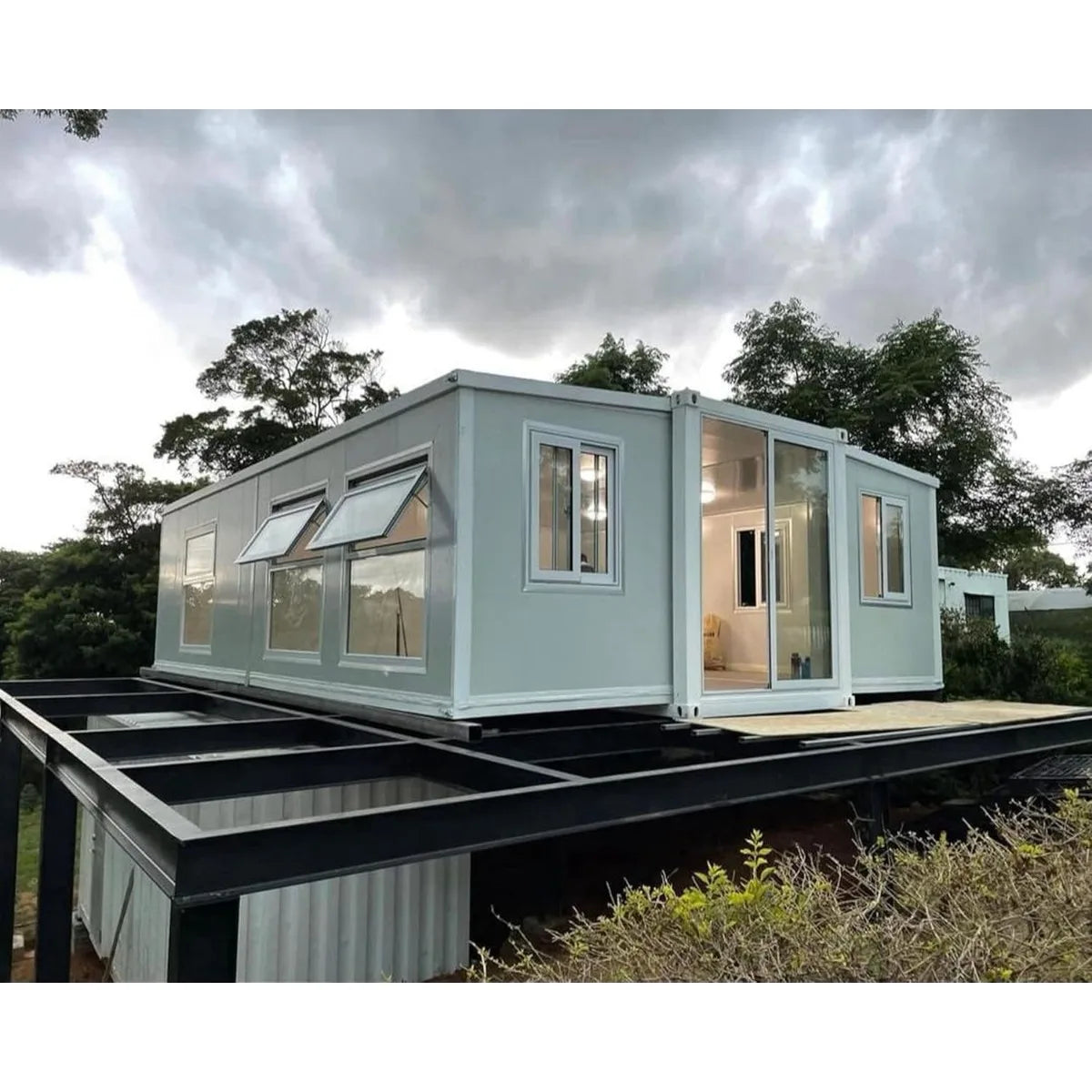 40ft Expandable Prefab House, 3 Bedroom Mobile Tiny Home with Kitchen & Bathroom. Good Vibrations