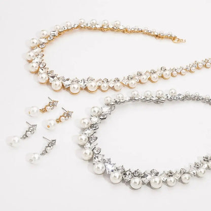 Graceful Sparkling Pearl Jewelry Set Elegant Exquisite Pearl Necklace Women Jewelry Multi-layer Pearl Dangle Earrings Party Good Vibrations Adult Super Store