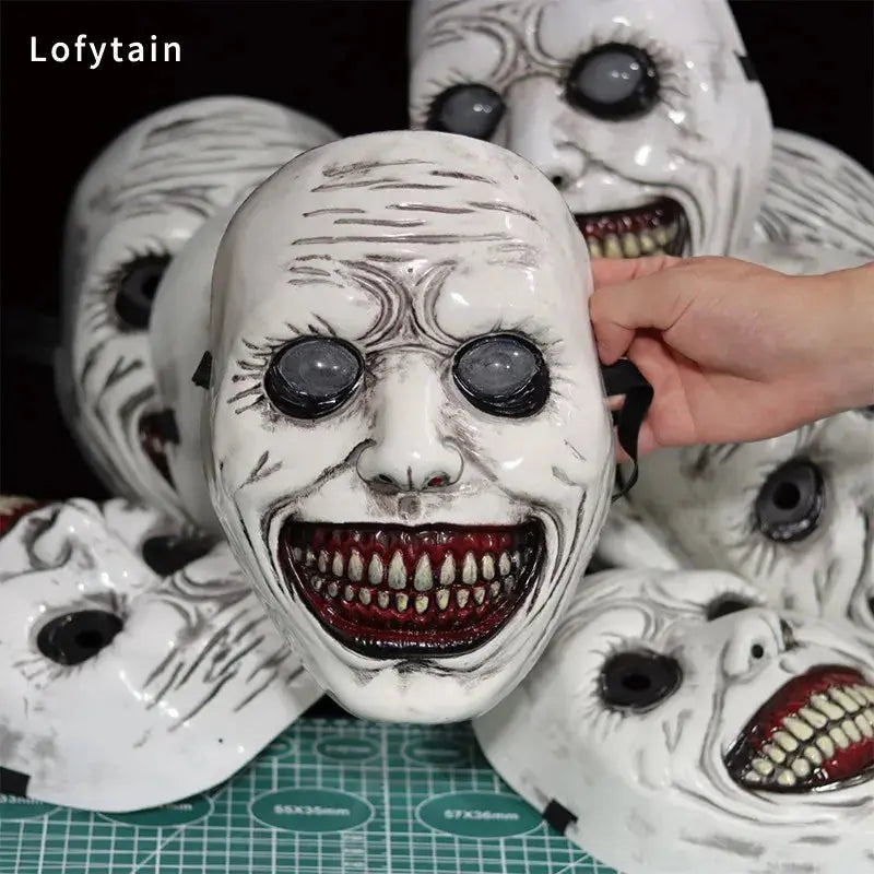 Horror The Exorcist Smiling Face Demon Mask Cosplay Evil Creepy Ghost Skull Plastic Masks Halloween Carnival Party Costume Props Good Vibrations