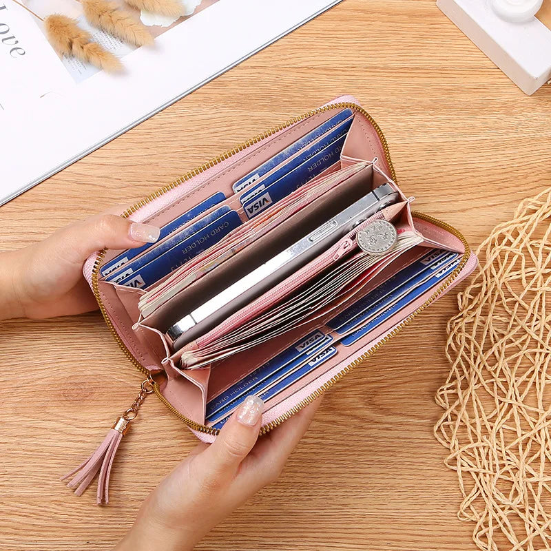 Fashion Zipper Wallets Womens Long Purses Handbags Coin Purse Cards Holder PU Leather Billfold Wallet Good Vibrations
