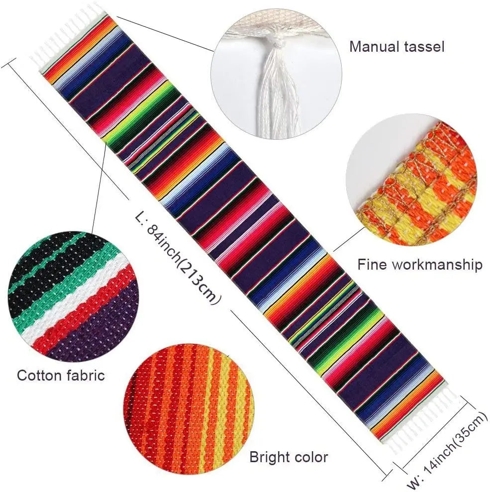 Mexican Pinata Happy Birthday Banners Party Decorations Rainbow Tassel Garlands Flags Table Runner Cinco De Mayo Party Supplies Good Vibrations