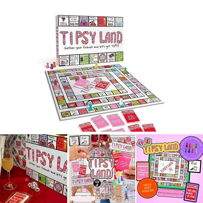Tipsy Land Party Board Game, Fun Drinking Game for Friends Good Vibrations