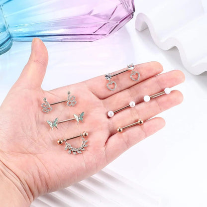 Bobisty Nipple Piercing Jewelry Stainless Surgical Steel Tongue Rings Ball Heart Butterfly Belly Barbell Body Jewelry for Women Good Vibrations