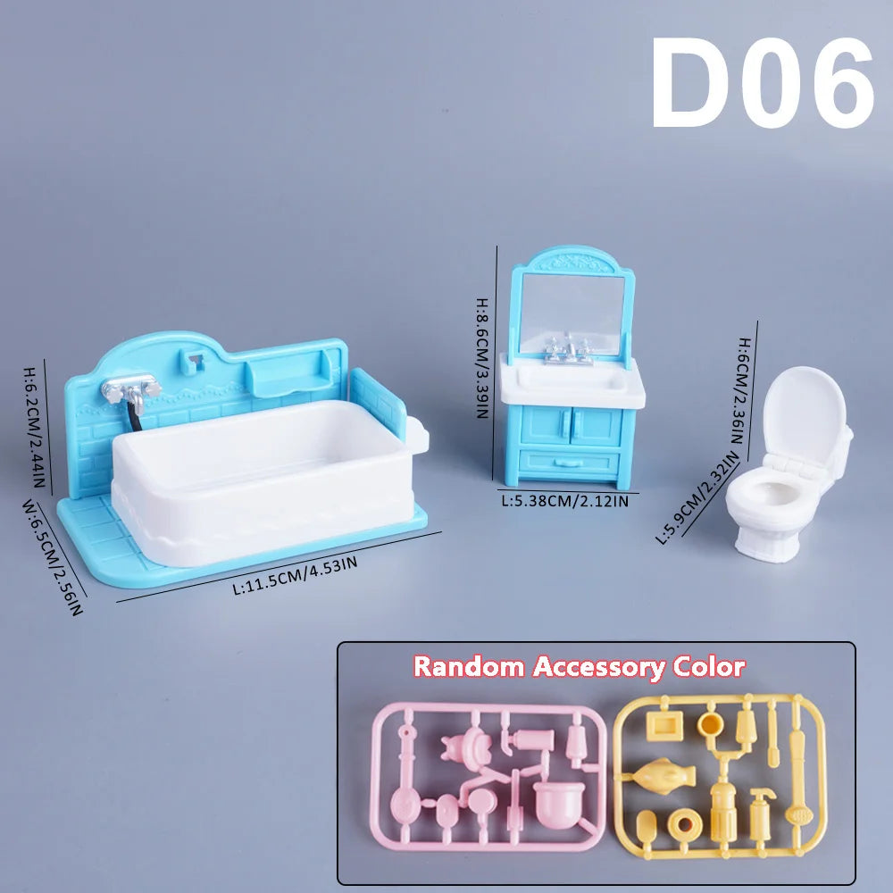 1:12 Miniature Furniture Forest Family Kitchen Toy Dining Table Dollhouse Accessories Bathroom Pretend Play For Girl Gifts Toys Good Vibrations