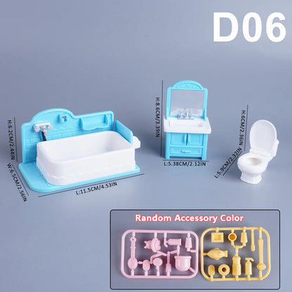 1:12 Miniature Furniture Forest Family Kitchen Toy Dining Table Dollhouse Accessories Bathroom Pretend Play For Girl Gifts Toys Good Vibrations