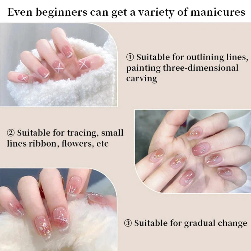 5pcs Nail Art Liner Brush Set UV Gel Nail Brushes Kits French Stripe Line Painting Drawing Flower Pen Professional Manicure Tool Good Vibrations