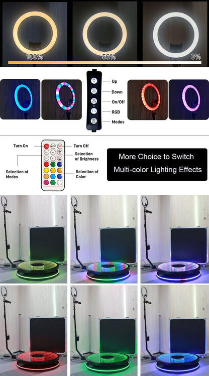 360 Photo Booth Machine Portable Free Custom Logo Automatic Glass 360 Video Booth with Flight Case for Party Events Wedding Good Vibrations