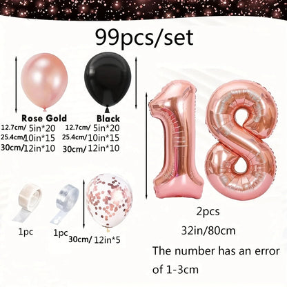99 rose gold 18th birthday female decorations, rose gold 18th birthday decorations, 18 year rose gold balloons Good Vibrations