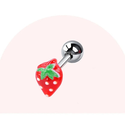 5Pcs Fruit Tongue Stud Piercing Jewelry 316L Stainless Steel Candy Color Sweet Tongue Ring Tongue Decoration Wholesale Good Vibrations