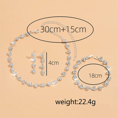 New Fashion Wedding Jewelry Sets Crystal Decoration Choker Necklace Earrings Bracelet Sets Shining Bridal Jewelry Set Good Vibrations