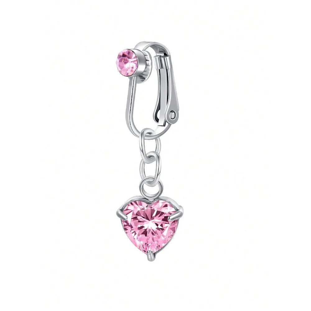 Fake Belly Ring Bell Button Rings Fake Belly Piercing Love Heart Butterfly Dangle Clip On Umbilical Navel Cartilage Earring Clip Good Vibrations Adult Super Store