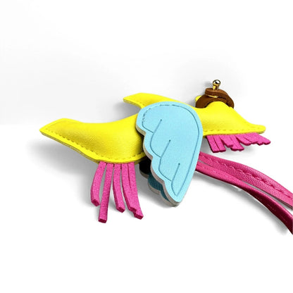 Elegant Winged Pony Keychain with Detachable Mouth Strap | Hand-Stitched Premium PU Leather Bag Charm with Plush Filling, Gift Good Vibrations
