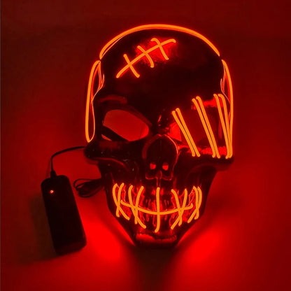 Halloween Carnival Party Costume Decoration Luminous LED Mask Halloween Mask LED Maske Light Up Party Masks for Glow Party Good Vibrations
